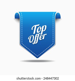 Diseño del icono del vector azul de la oferta superior