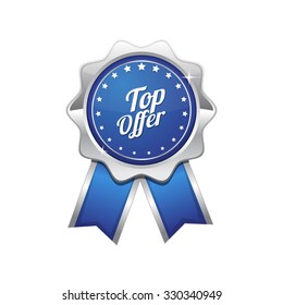 Top Offer Blue Vector Icon Design