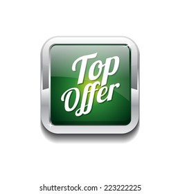 Top Offer Green Vector Icon Button