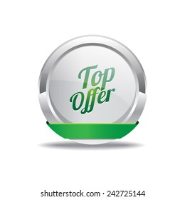 Top Offer Green Vector Icon Button
