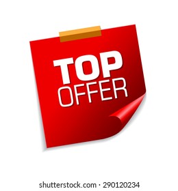 Top Offer Red Sticky Notes Vector Icon Design