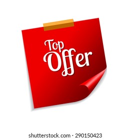 Top Offer Red Sticky Notes Vector Icon Design