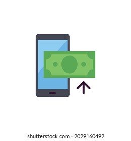 Top up payment icon. Simple color, flat style. Mobile, card, phone, prepaid, credit, business concept. Sign symbol design. Vector illustration isolated on white background. EPS 10