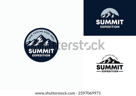Top Peak Summit Rocky Mountain Mount Snow Silhouette for Adventure Outdoor Expedition Logo Design