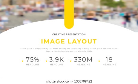 Top photo count down numbers business presentation template design with yellow and gray elements on white background. Easy use annual report flyer leaflet Power point ppt file. Simple webpage design