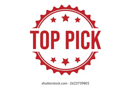TOP PICK Red rubber stamp on white background. TOP PICK stamp sign. TOP PICK stamp.