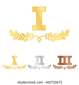 Top places. Awards vector illustration. Wreaths and location number. Gold, silver and bronze place