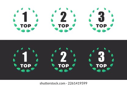 Top places signs. Award icons. First place. Second place. Third place. Trophy icons. Vector illustration