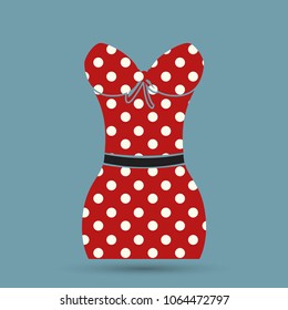 Top polka dot summer mode, swimsuit of pink color with print of dots, summer mode and fashion for women