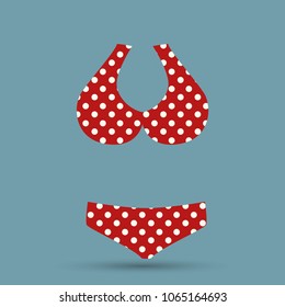 Top polka dot summer mode, swimsuit of pink color with print of dots, summer mode and fashion for women