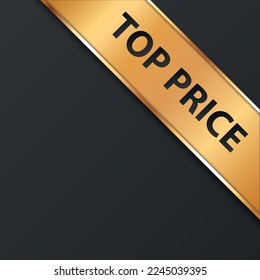 TOP PRICE - vector illustration of gold corner ribbon banner with gold colored frame