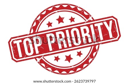 TOP PRIORITY rubber stamp on white background. TOP PRIORITY Stamp.