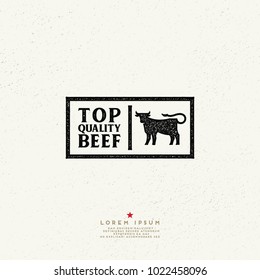 Top quality beef vintage Label. Vector beef retro logo. Ink stamp designs.