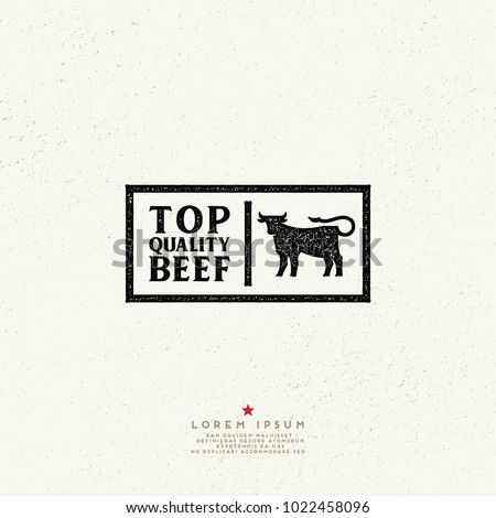 Top quality beef vintage Label. Vector beef retro logo. Ink stamp designs.