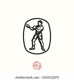 Top Quality Boxer Vintage Label. Vector Boxer Retro Logo. Ink Stamp Designs.