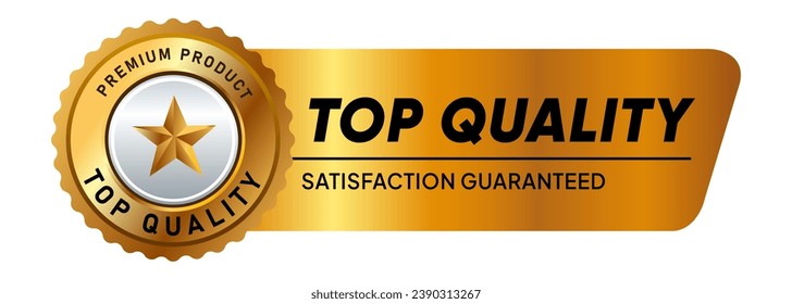 Top quality premium satisfaction guarantee emblem badge seal golden design isolated vector