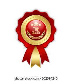 Top quality rosette placed on white background