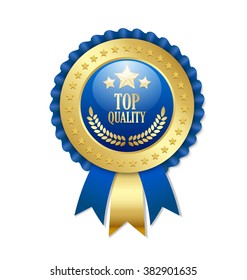 Top quality rosette placed on white background