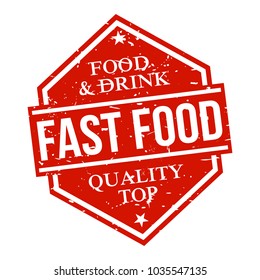 Top Quality Take Away Fast Food Stamp Design Vector Art Badge.