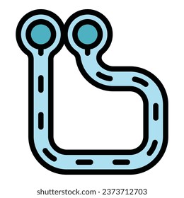 Vector de contorno de icono de pista superior. Carrera racial. Color del circuito de inicio plano