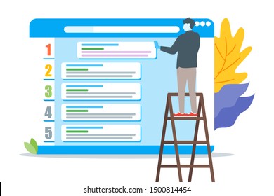 Top rank in search engine vector illustration design. A world wide web seo and internet website concept element.  Can be used for web and mobile development suitable for infographic
