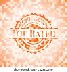 Top Rated abstract emblem, orange mosaic background