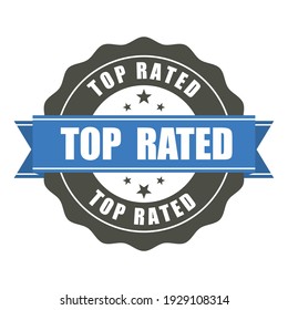 Top Rated Badge, Rating Round Sticker, Vector