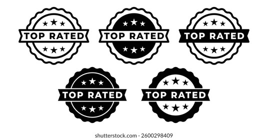 Top Rated Badges with Stars Icon Vector Design Illustration Template Set