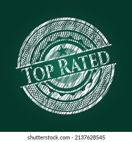 Top Rated chalkboard emblem on black board. Vector Illustration. Detailed. 