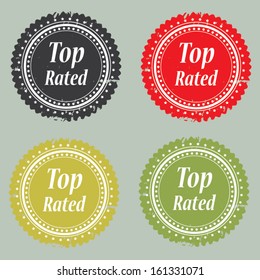 Top rated colorful label, vector illustration