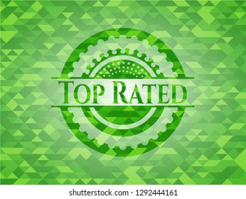 Top Rated green emblem with triangle mosaic background