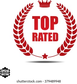 Top rated, Label, Sticker or Icon Isolated on White Background.Vector