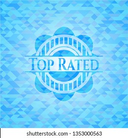 Top Rated light blue emblem with triangle mosaic background