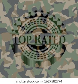 Top Rated on camo texture. Vector Illustration. Detailed.