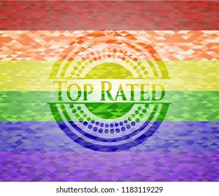 Top Rated on mosaic background with the colors of the LGBT flag