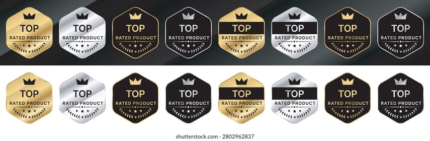 Top Rated Premium Badge Collection Set with Gold and Silver Award Labels for Product Quality