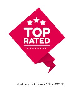 Top rated product banner. Top rated product seal,label,sticker.red label with stars 