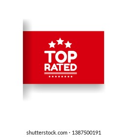 Top rated product banner. Top rated product seal,label,sticker.red label with stars 