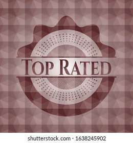 Top Rated red geometric pattern emblem. Seamless.