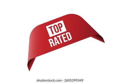 Top rated red ribbon label banner.
