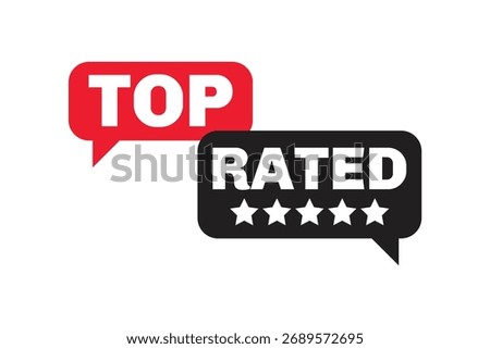 Top rated sticker banner vector. Digital art illustration logo.