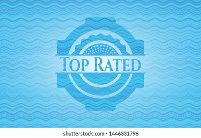 Top Rated water wave representation emblem. Vector Illustration. Detailed.