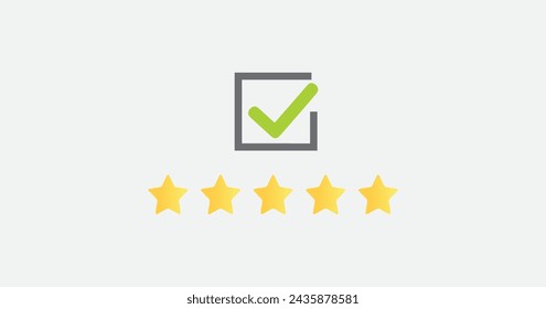 Top rating review completed icon stock vector illustration isolated on background. 5 start reviews achieved concept icon.