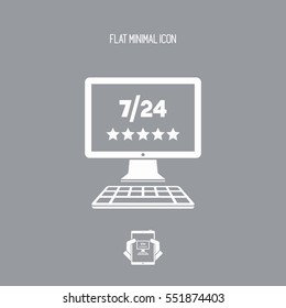 Top rating for web services 7/24 - Vector flat icon
