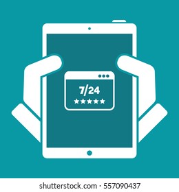 Top rating for web services 7/24 - Vector flat icon