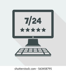 Top rating for web services 7/24 - Vector flat icon