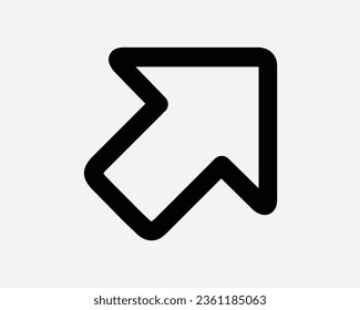 Top Right Arrow Line Icon Pointer Point Navigation Direction Path Pointing Exit Escape Route Black White Outline Shape Vector Illustration Sign Symbol