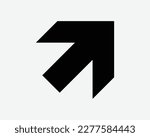 Top Right Arrow Pointing Point Direction Navigation Exit Black White Silhouette Sign Symbol Icon Vector Graphic Clipart Illustration Artwork Pictogram