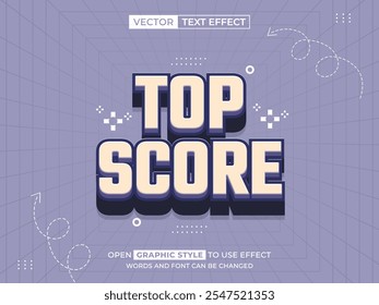top score editable text, font effect, 3d text for title