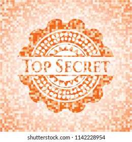 Top Secret abstract emblem, orange mosaic background